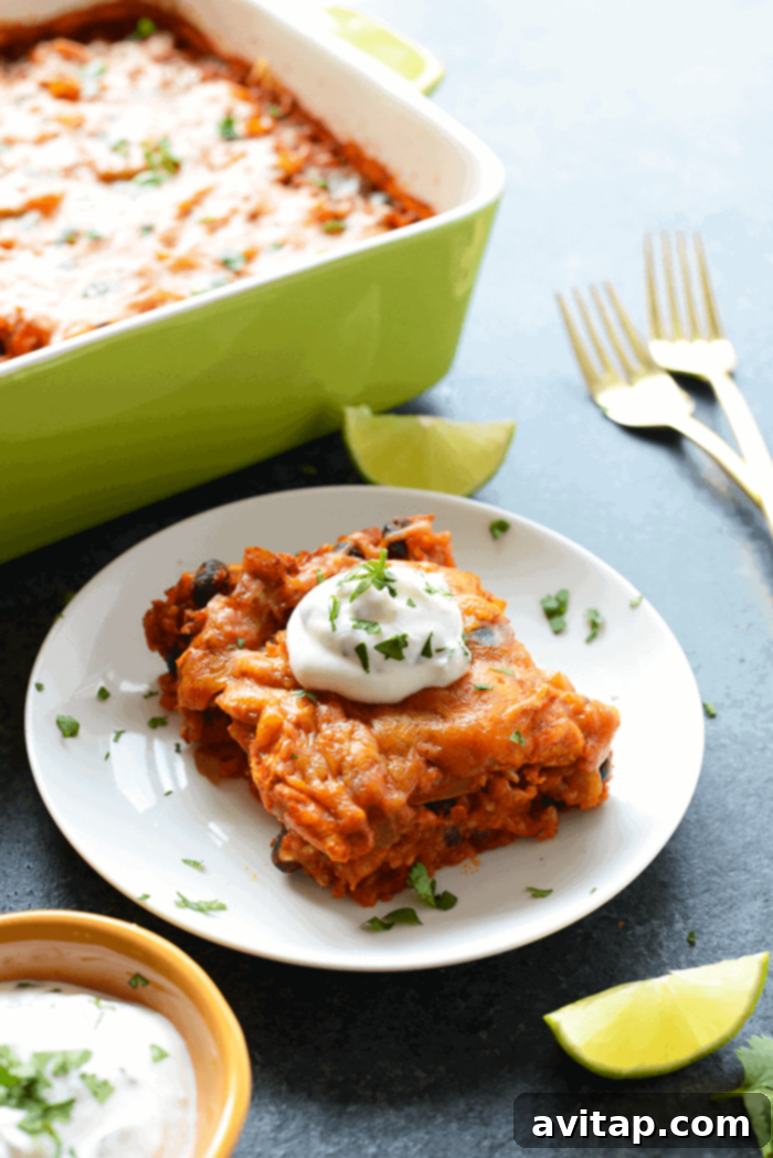 Heartland Chicken Bake 5 Healthy chicken enchilada casserole with brown rice, beans, and plenty of veggies.