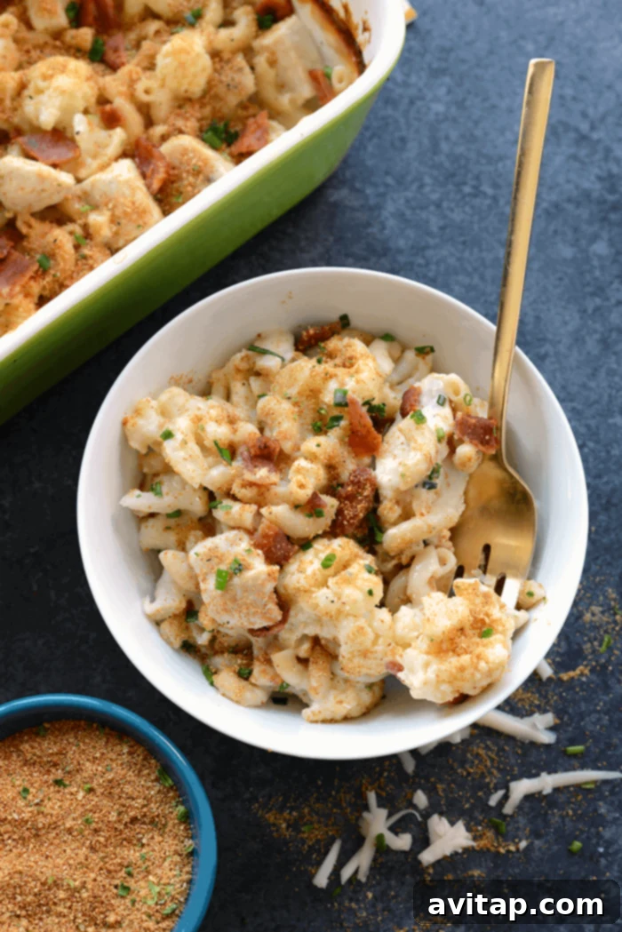 Heartland Chicken Bake 9 A hearty Mac and Chicken Casserole with cauliflower, making healthy comfort food a reality.