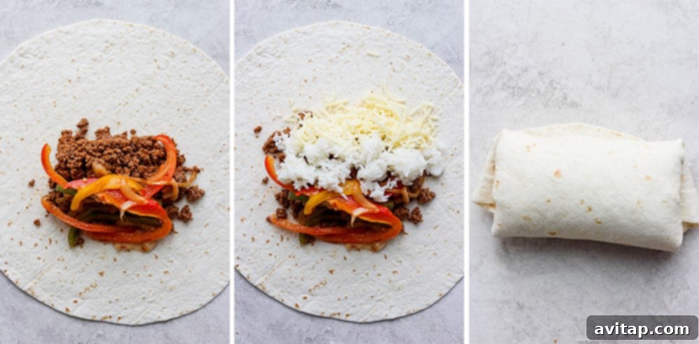 Illustration of how to wrap a burrito.