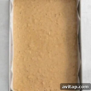 Apple cake batter in a pan.