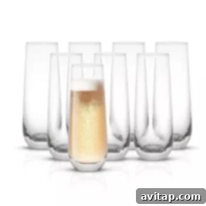 Autumn Apple Mimosa 7 champagne flutes on clear background.