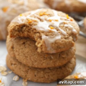 Stack of iced oatmeal cookies