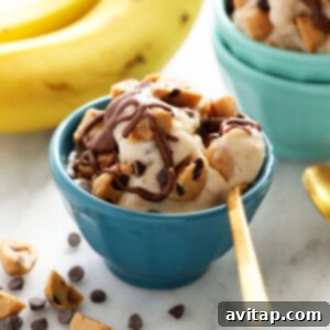 Two bowls of banana nice cream with chocolate chips.