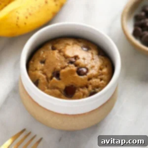 banana mug cake in bowl