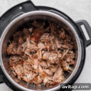 Shredded pork in Instant Pot.