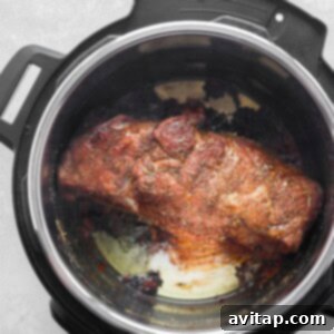 Seared pork in Instant Pot.