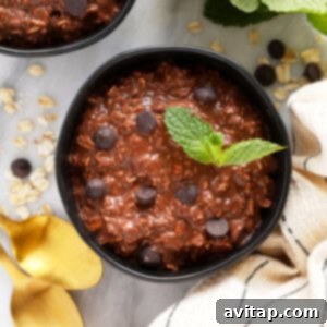 Delicious mint chip overnight oats in a bowl, ready to eat.