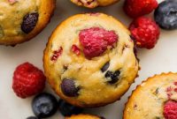 Fluffy Greek Yogurt Berry Muffins
