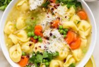 Effortless Zesty Tortellini and Sweet Pea Soup