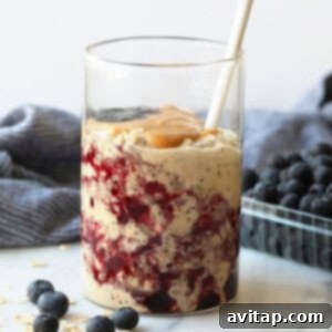 overnight oats in a jar with peanut butter and jelly