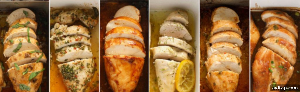 A collection of delicious chicken breast recipes, baked to perfection.