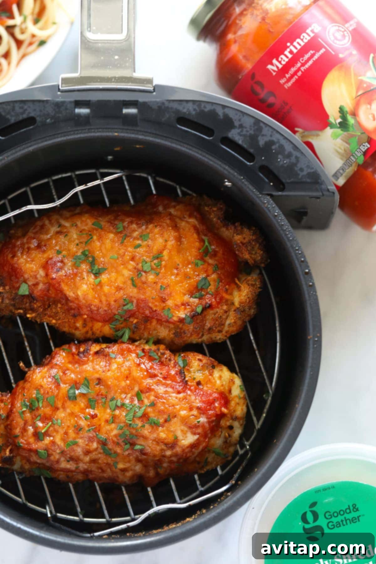 chicken parmesan in air fryer basket
