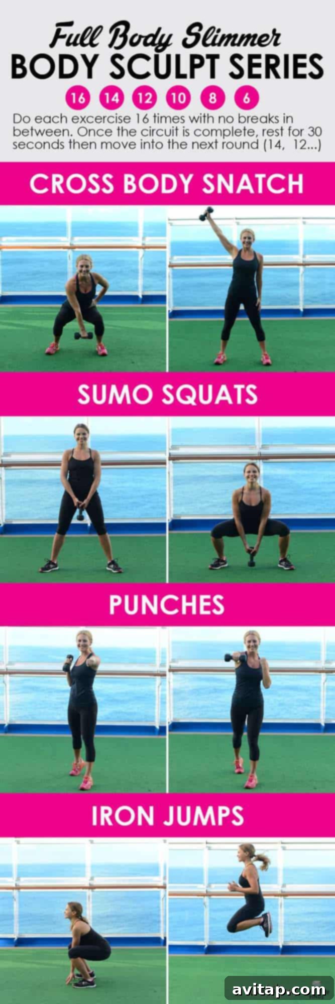 High-intensity 30-minute full-body workout combining lower body, upper body, and cardio exercises for maximum burn