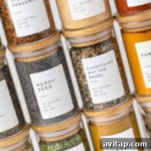 Savory Beef Stew Blend 4 A collection of glass spice jars, perfect for organizing homemade seasoning blends.
