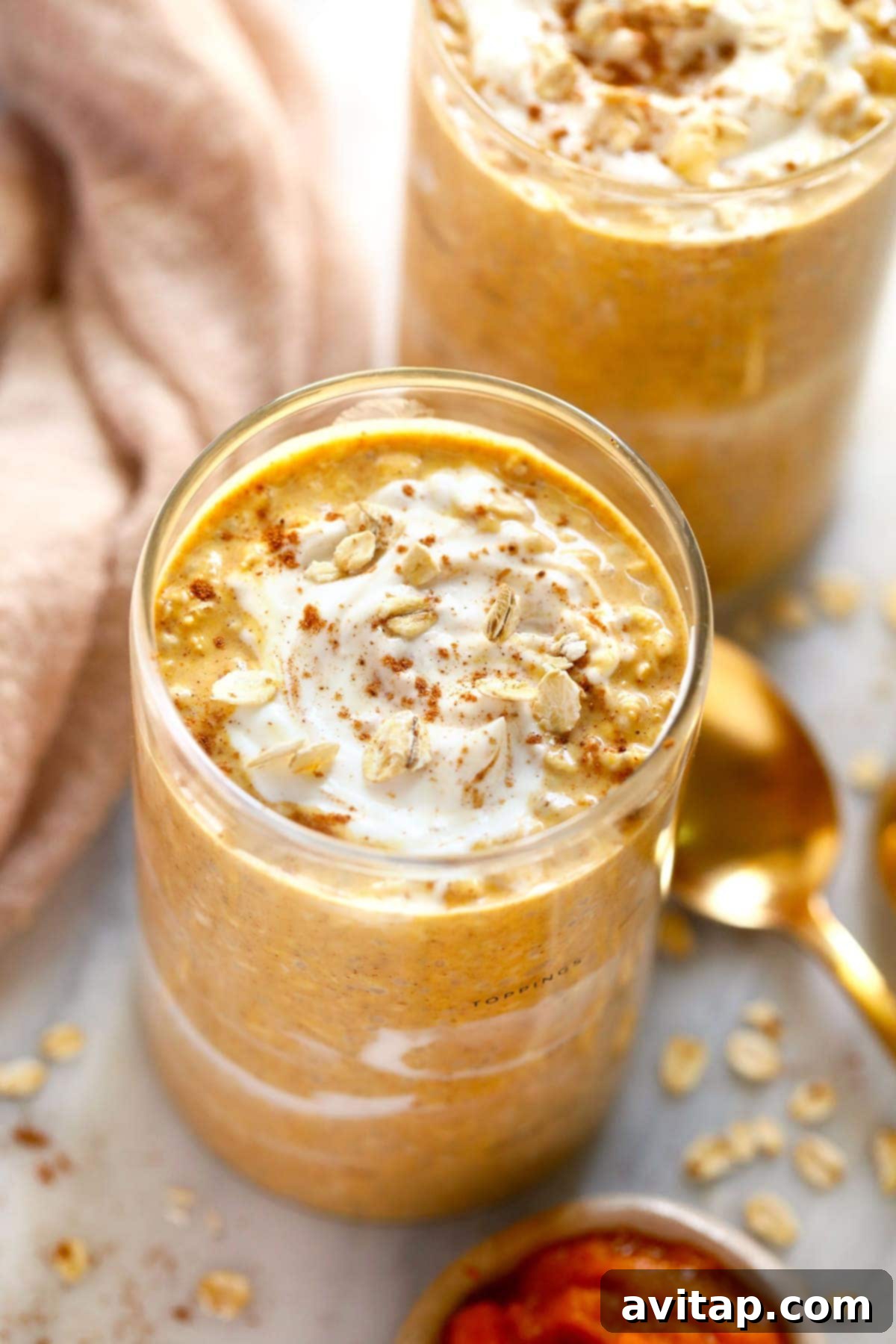 Pumpkin Cheesecake Overnight Oats in a Jar Creamy pumpkin cheesecake overnight oats in a glass jar, perfectly layered and ready for breakfast.
