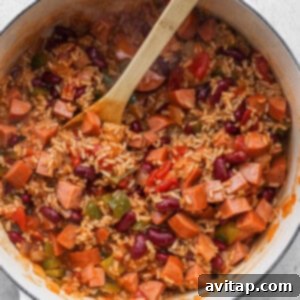Red beans and rice in a Dutch oven