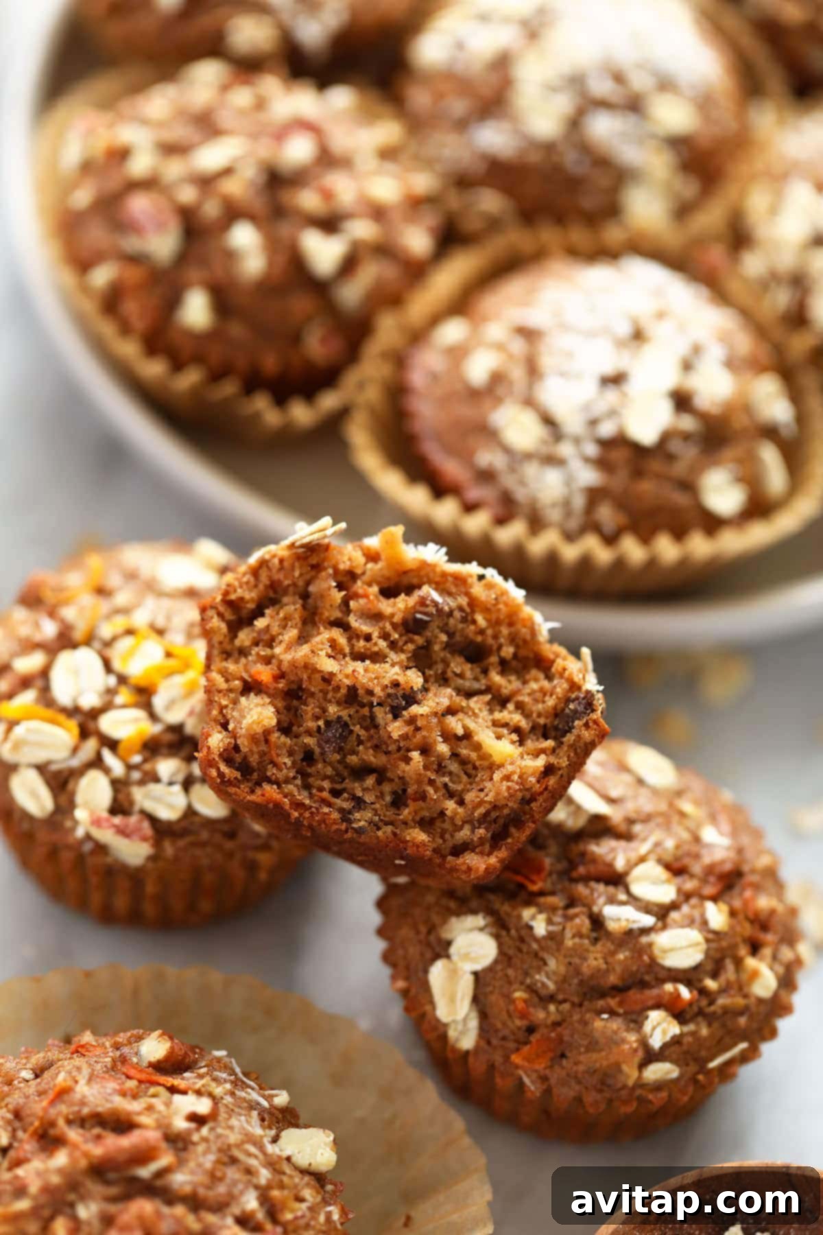 Baked morning glory muffins ready to eat.