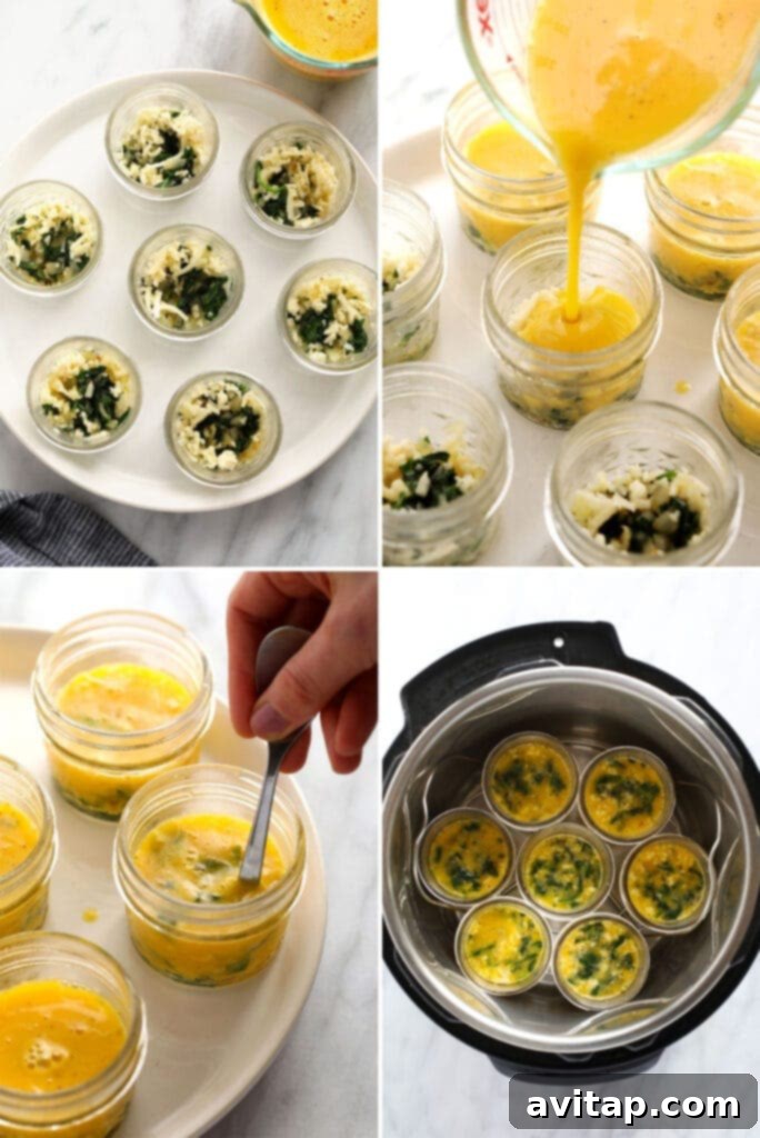 Fluffy Instant Pot Egg Bites 6 How to make Instant Pot egg bites in glass jars, showcasing the alternative method.