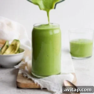 Delicious and creamy avocado smoothie.