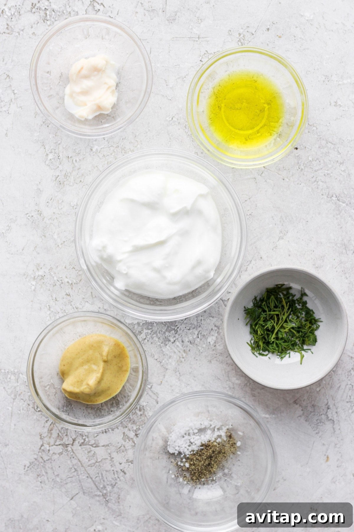deviled egg filling ingredients, ready to be mixed