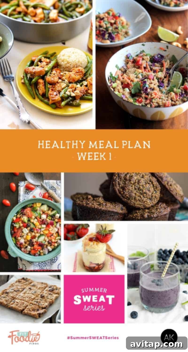Healthy Meal Plan + Grocery List - Summer SWEAT Series | Week 1 - Fuel your body for optimal performance.