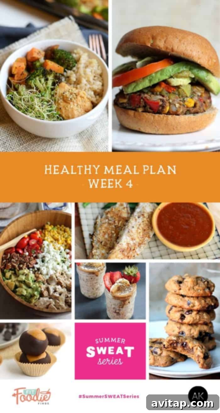 Summer Sweat Series Week 4 Fueling Strategy 2 It's week 4 of the Summer SWEAT Series. Download the meal plan and grocery list and don't forget to checkout Ambitious Kitchen for the workout plan!