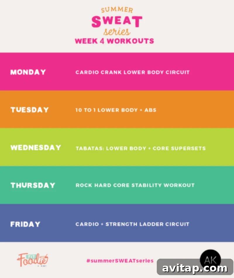 Summer SWEAT Series Week 4 workout plan with a focus on powerful and effective exercises.