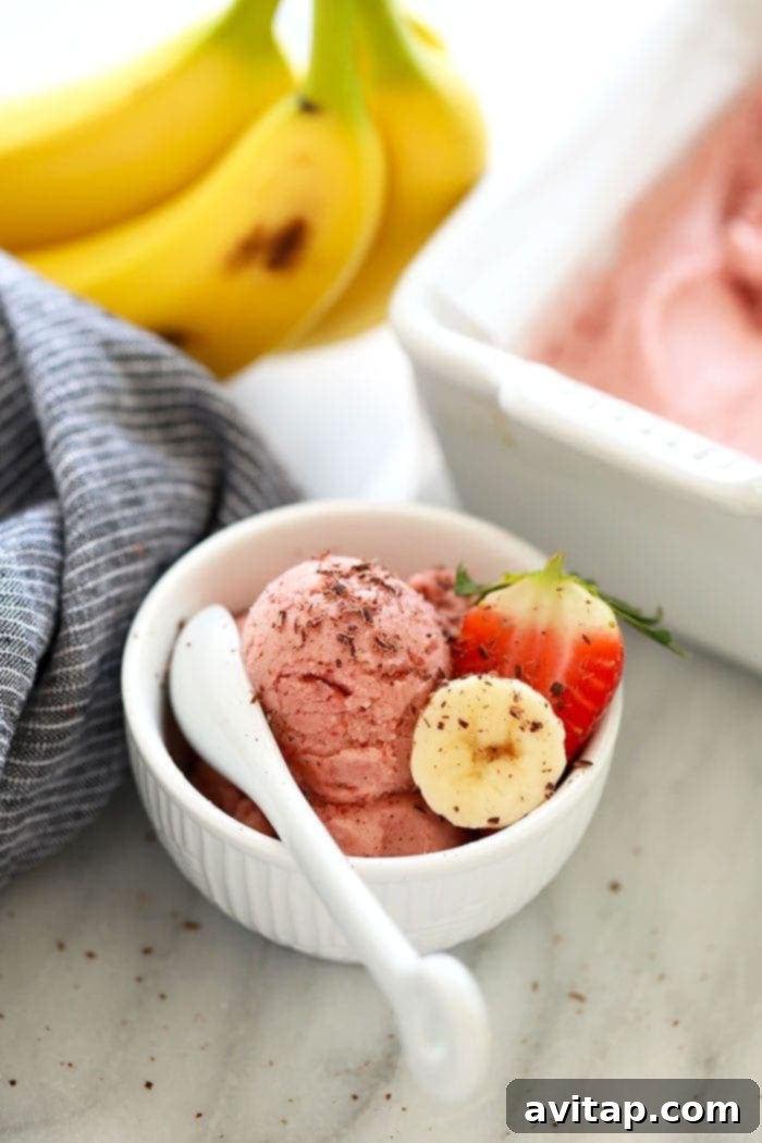 Strawberry nice cream, a refreshing and healthy dessert.
