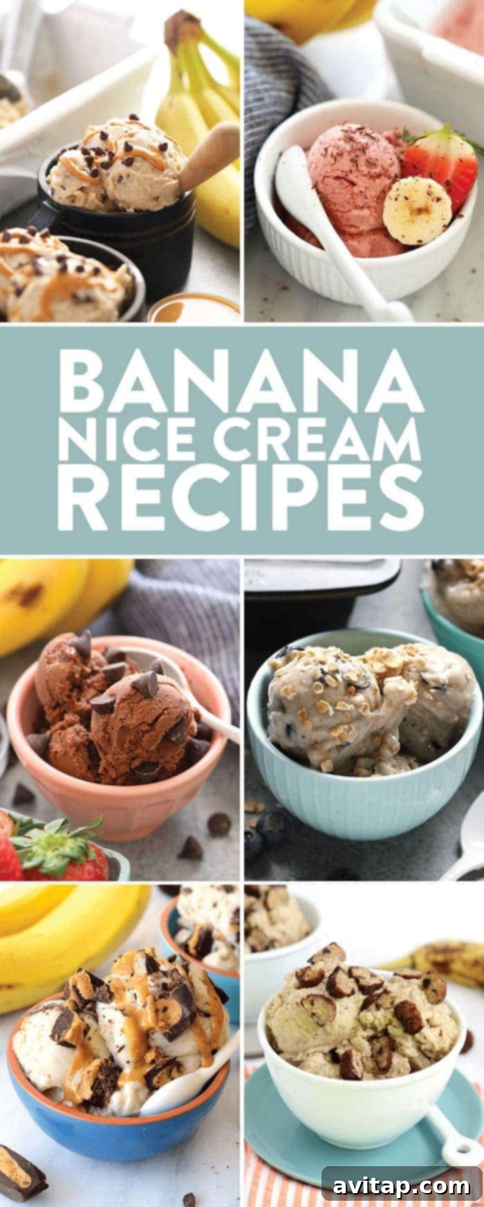 A vibrant display of banana nice cream recipes.