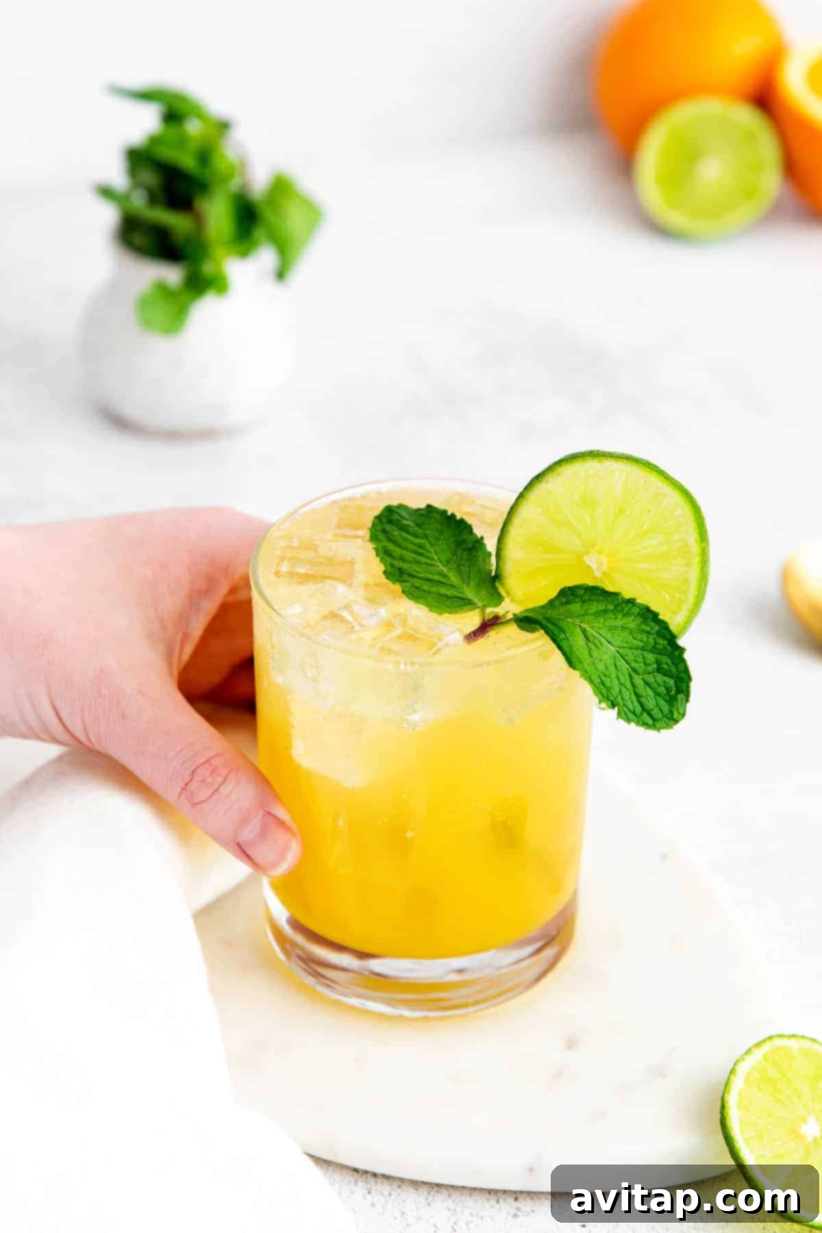 hand holding virgin margarita.