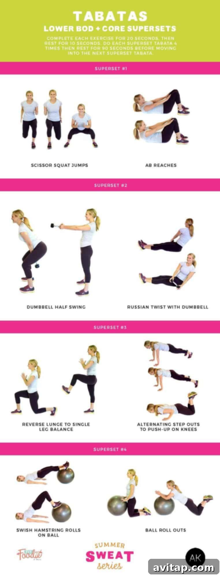 Elevate your fitness with a dynamic Tabata workout blending lower body and core supersets for an intense, heart-pounding session!