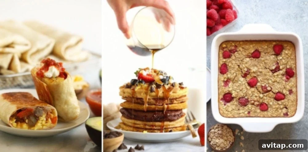 A collection of healthy breakfast recipes suitable for dinner, including pancakes, frittatas, and baked oatmeal, for a fun mealtime twist.
