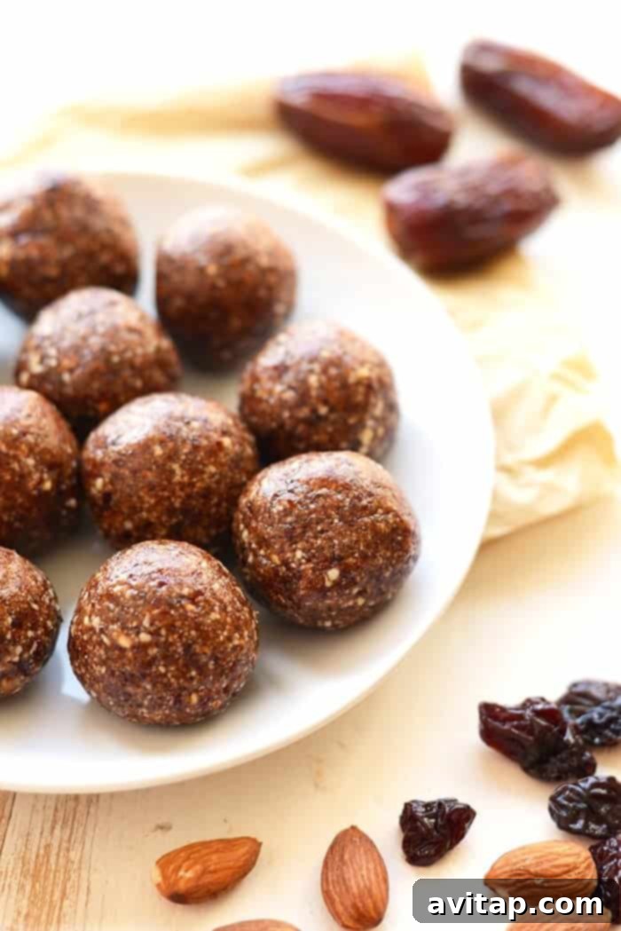 Close-up of the simple, wholesome ingredients laid out for making Cherry Pie Energy Balls.