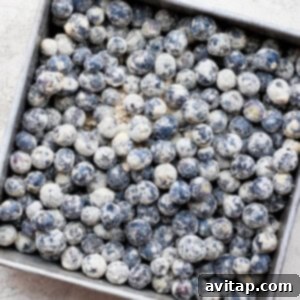 blueberries in baking dish.