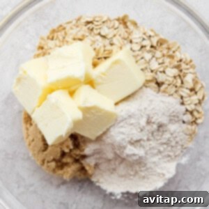 blueberry crisp topping ingredients in bowl.
