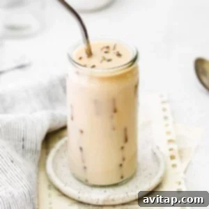 Iced London Fog Latte with ice and milk