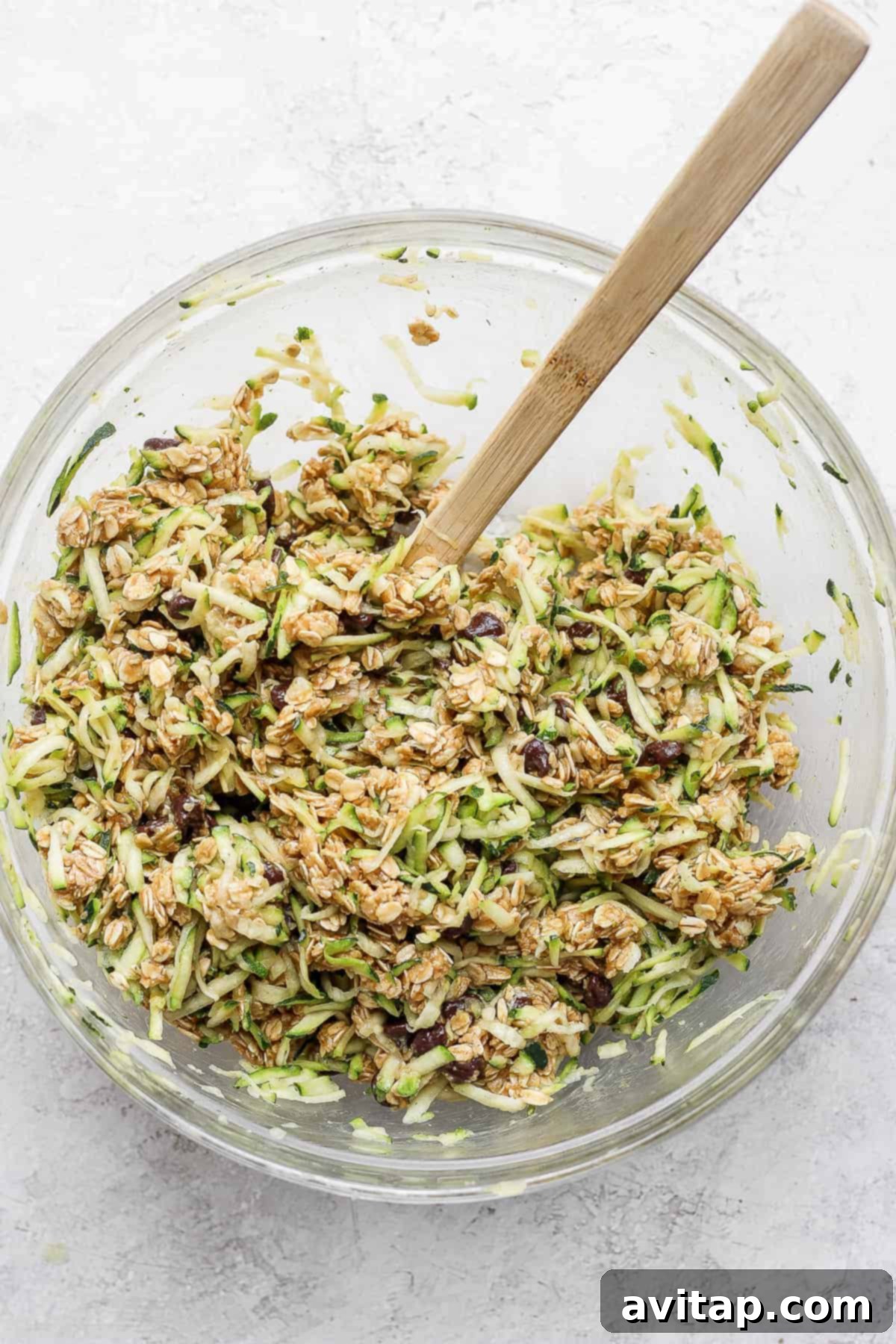 Healthy Oatmeal Zucchini Cookies 7 Bowl of freshly mixed zucchini oatmeal cookie batter.