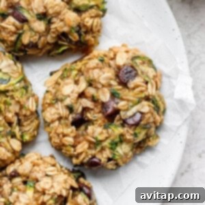 Healthy Oatmeal Zucchini Cookies 10 Delicious zucchini oatmeal cookies on a plate.