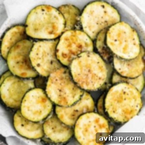 air fryer zucchini on plate.