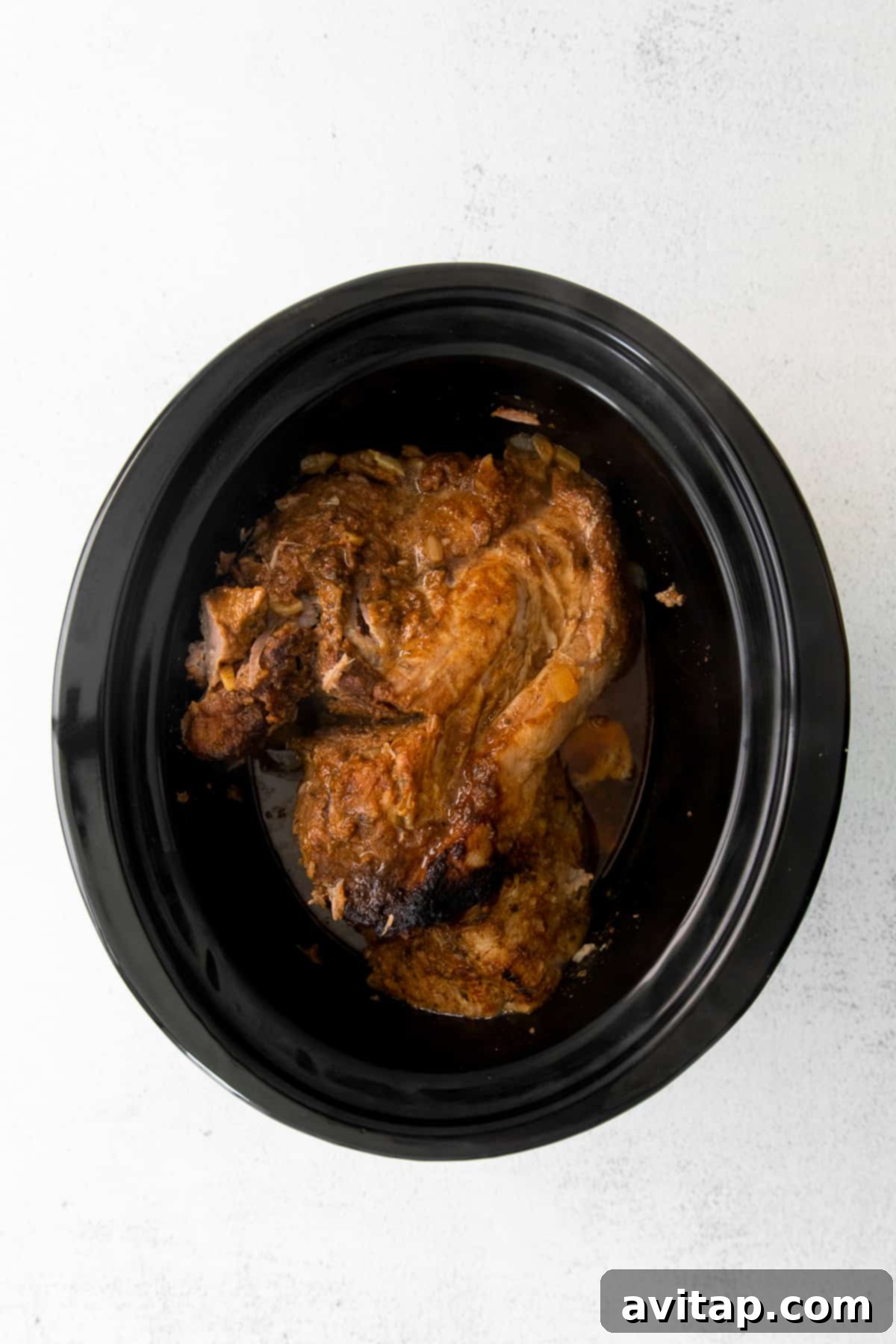 Slow cooker pulled pork, ready for your next meal Another view of slow cooker pulled pork, ready to be served