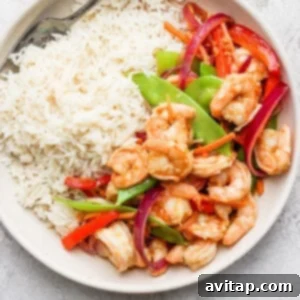shrimp stir fry in bowl