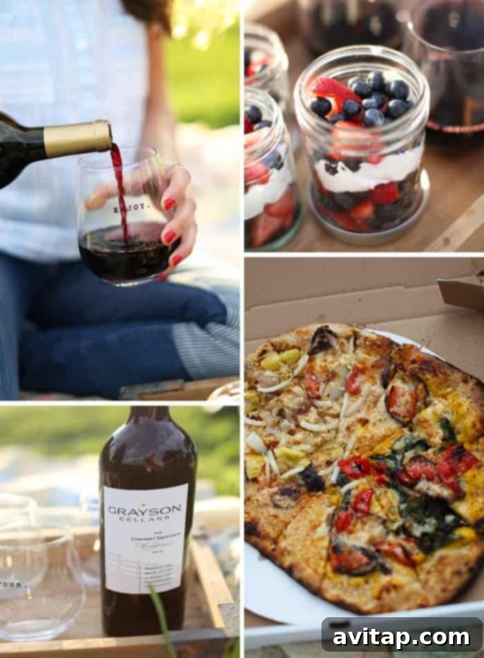 Friends enjoying an outdoor picnic with farm-fresh pizza and wine at The Pizza Farm, highlighting the fun and relaxed atmosphere for visitors from the Twin Cities.