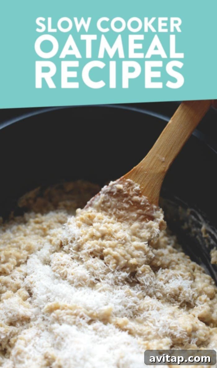 A selection of delicious slow cooker oatmeal recipes, showcasing hearty and convenient breakfast options for busy mornings.