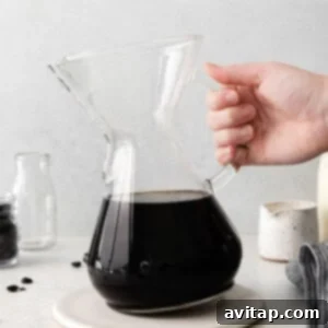 A freshly brewed Chemex coffee, showcasing the rich color and inviting aroma.