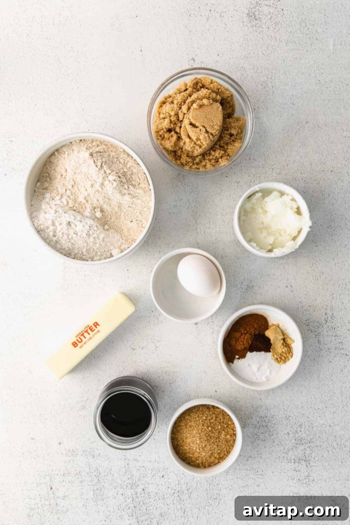 A colorful array of ingredients for whoopie pies neatly arranged on a kitchen counter, ready for baking.