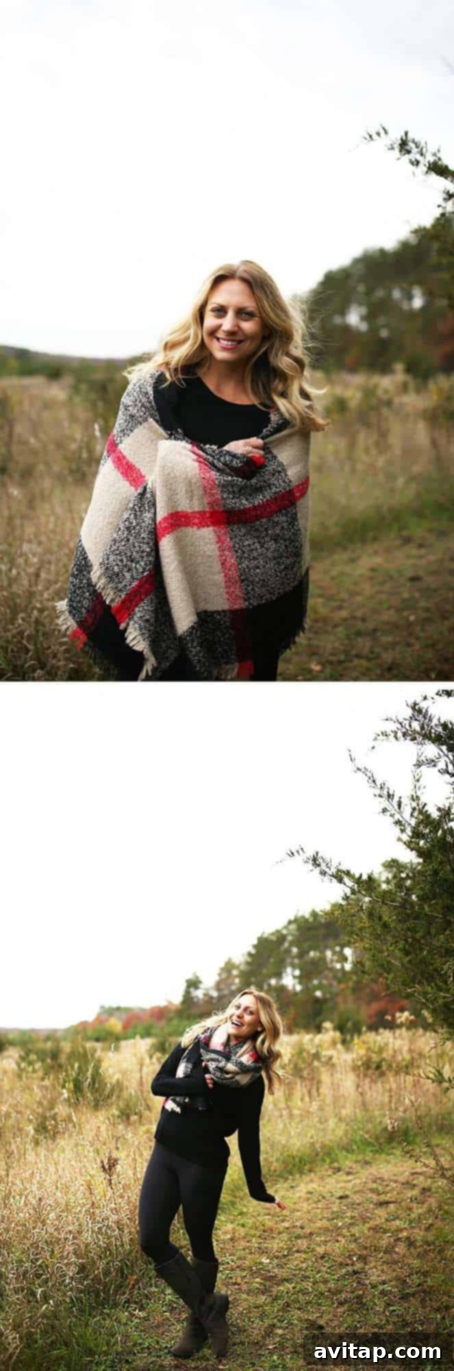Review of the Look by M Della Tartan Plaid Scarf from Fit Foodie Finds' November 2015 Stitch Fix, highlighting its super soft texture and essential role as a fall accessory.