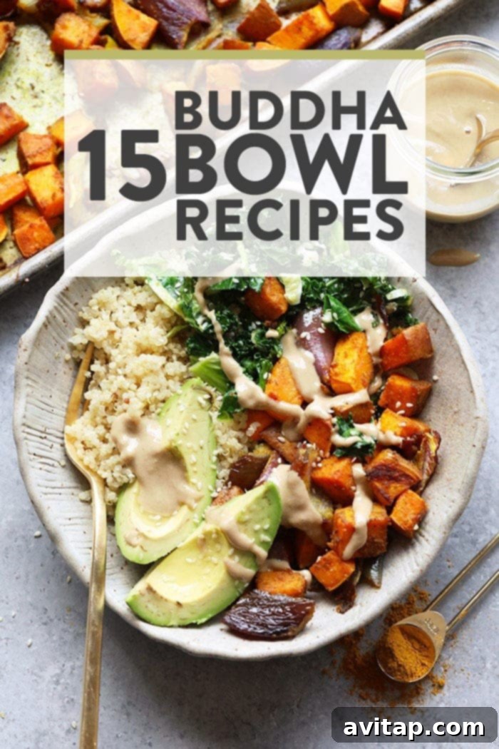A vibrant Buddha bowl featuring a medley of fresh ingredients, including greens, grains, and colorful vegetables, ideal for healthy eating.