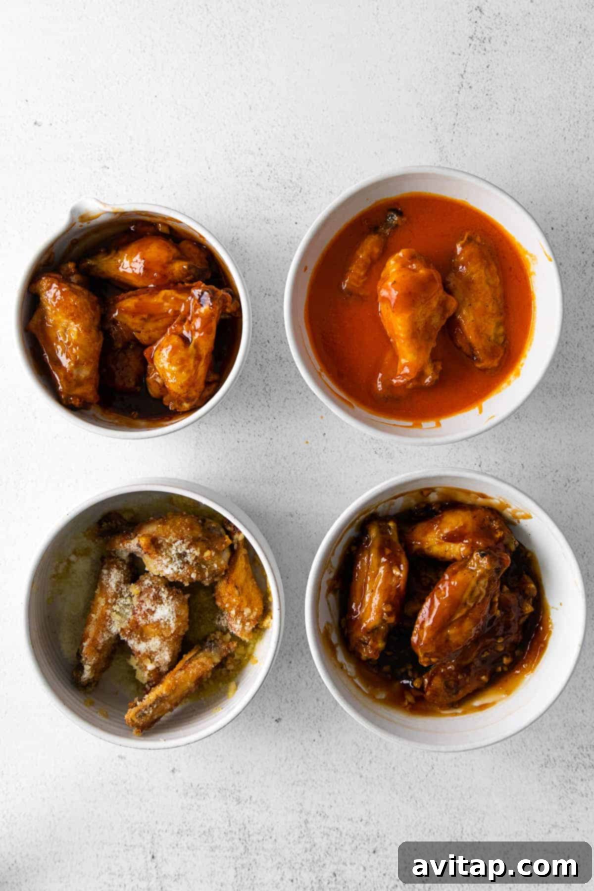 Chicken wings tossed in sauce.