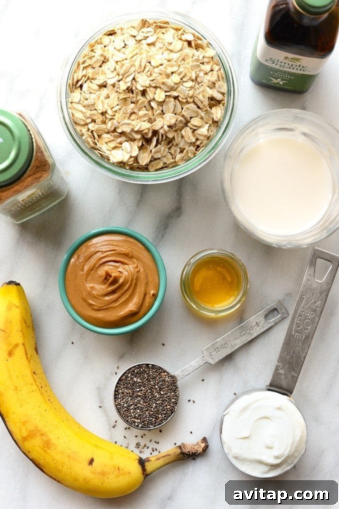 Creamy Peanut Butter Banana Overnight Oats, a delicious and quick high-protein breakfast solution.