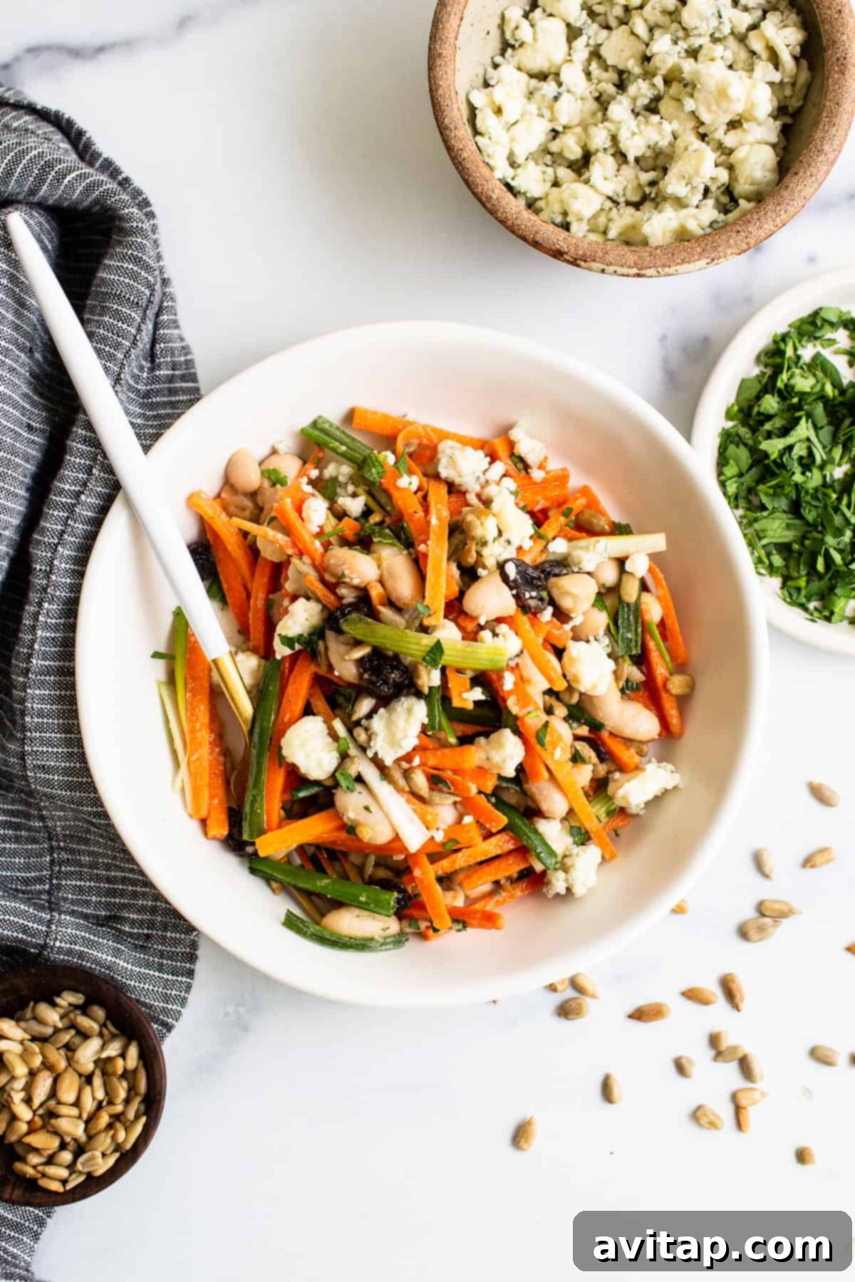 Individual serving of French Carrot Salad, perfect as a side dish or light lunch.